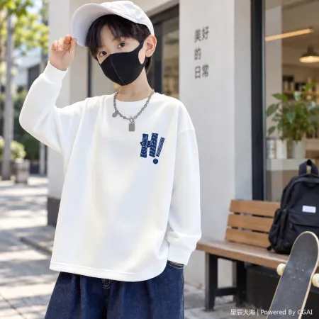 Cartoon printed children's sweatshirt, new autumn and winter style, Bao Bao warm top, children's casual and sporty children's sweatshirt, trendy style Cartoon printed children's sweatshirt, new autumn and winter style, Bao Bao warm top, children's casual and sporty children's sweatshirt, trendy style